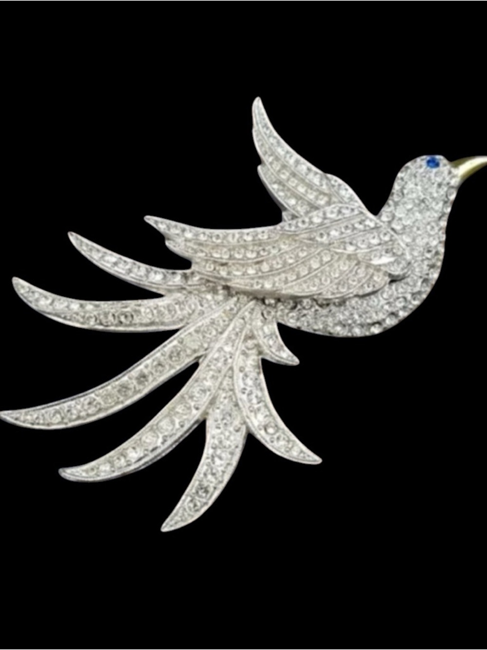 Authentic Art Deco Pave’ Rhinestone Bird Brooch